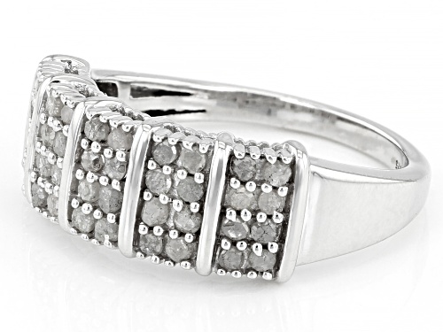0.70ctw Round White Diamond Rhodium Over Sterling Silver Wide Band Ring - Size 6