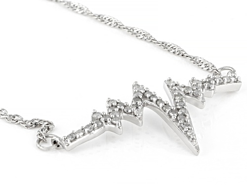 0.38ctw Round White Diamond Rhodium Over Sterling Silver Heartbeat Necklace - Size 19