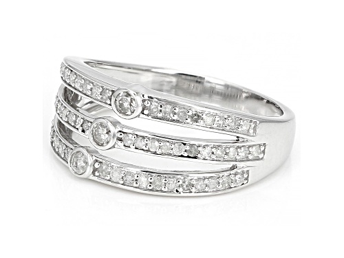 0.35ctw Round White Diamond Rhodium Over Sterling Silver Multi-Row Ring - Size 7
