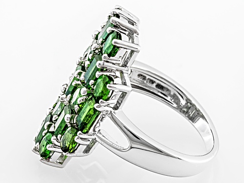 4.65ctw Emerald Cut And Oval Russian Chrome Diopside Sterling Silver Ring - Size 9