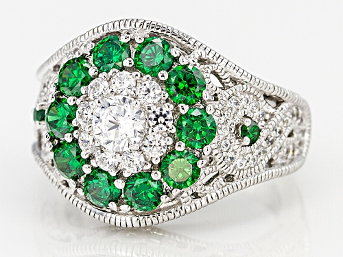 Vanna K ™ For Bella Luce ® 2.96ctw Round Emerald Simulant & Diamond Simulant Platineve® Ring - Size 10