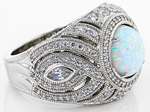 Vanna K ™ For Bella Luce ® 4.13ctw White Lab Opal And White Diamond Simulant Platineve ™ Ring - Size 7