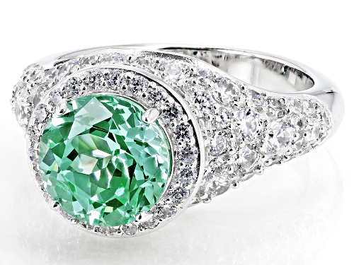 Vanna K™For Bella Luce®10.58ctw Ocean Dream Color & White Diamond Simulants Platineve®Ring - Size 8