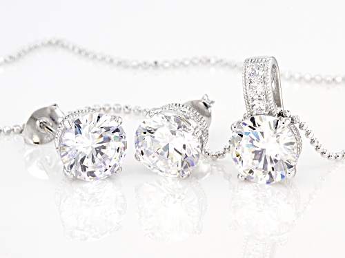 Vanna K™ For Bella Luce ® 9.09ctw White Diamond Simulant Platineve ® Pendant W/Chain & Earrings Set.