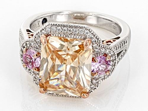Vanna K™ For Bella Luce® Champagne Diamond Simulants And Pink Lab Sapphire Platineve(R) Ring - Size 9