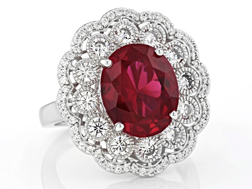 Vanna K™ For Bella Luce® 6.83ctw Lab Created Ruby And Diamond Simulant Platineve™ Ring - Size 7
