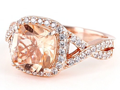 Vanna K™ for Bella Luce® 3.11ctw Morganite And White Diamond Simulants Eterno™ Rose Over Silver Ring - Size 5