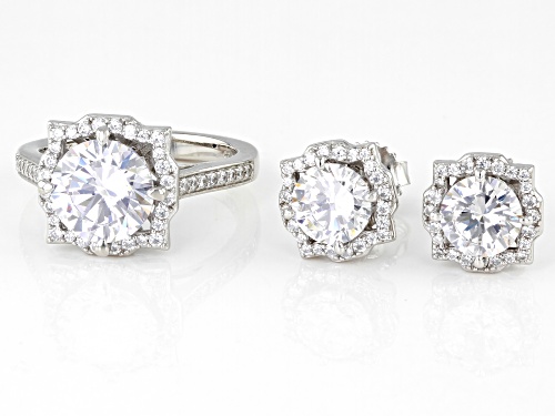 Vanna K™ For Bella Luce® 9.68ctw White Diamond Simulant Platineve® Ring And Earring Set
