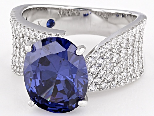 Vanna K™ For Bella Luce® 8.89ctw Tanzanite And White Diamond Simulants Platineve® Ring (5.38ctw DEW) - Size 7