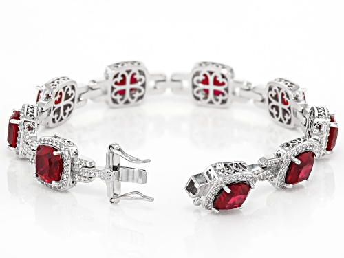Vanna K™ For Bella Luce® 26.61ctw Lab Ruby And White Diamond Simulants Platineve® Tennis Bracelet - Size 8