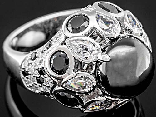 Kolore By Vanna K ™ 14.25ctw Black Onyx & Black & White Diamond Simulants Platineve® Ring - Size 6