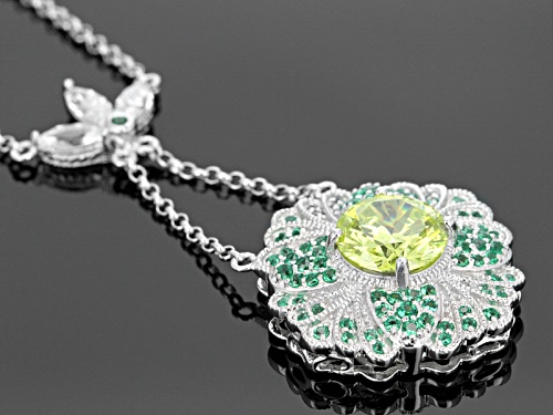 Kolore By Vanna K™ 5.78ctw Tsavorite,Sapphire Simulant & Diamond Simulants Platineve® Necklace - Size 18