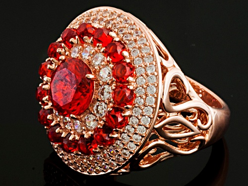Kolore By Vanna K™ 8.16ctw Orange Sapphire Simulant & White Diamond Simulant Eterno™ Rose Ring - Size 8