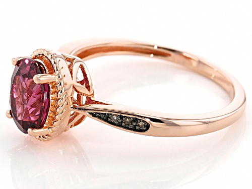 1.49ct Oval Blush Color Garnet & .03ctw Champagne Diamond Accent 18k Rose Gold Over Silver Ring - Size 7