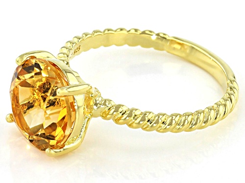2.70CT ROUND BRAZILIAN CITRINE 18K YELLOW GOLD OVER SILVER SOLITAIRE RING - Size 8