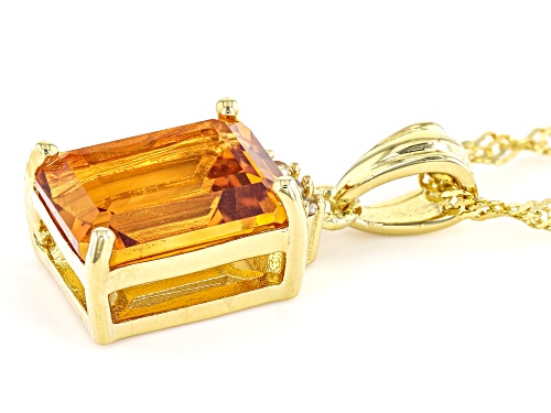 2.83ctw Madeira Citrine With Candlelight Diamonds 18k Yellow Gold Over Silver Pendant with Chain