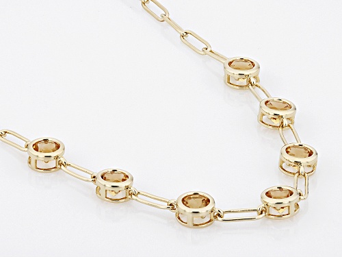 4.58ctw Round Citrine 18k Yellow Gold Over Sterling Silver Paperclip Necklace - Size 18
