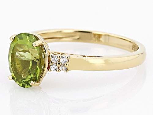 1.66ct Manchurian Peridot™ With 0.09ctw White Zircon 18k Yellow Gold Over Sterling Silver Ring - Size 9