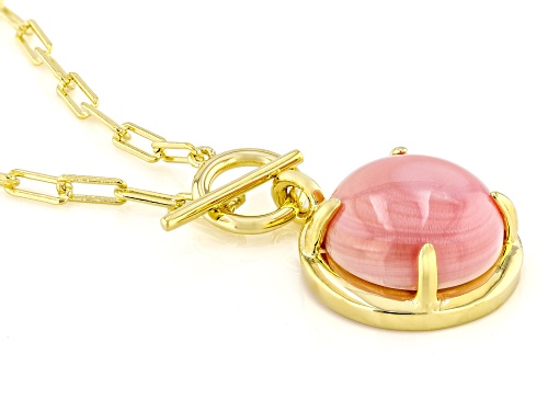 14mm Pink Conch Shell 18k Yellow Gold Over Sterling Silver Necklace