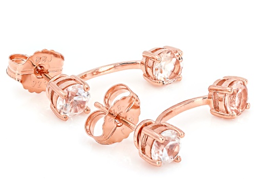 0.77ctw Peach Morganite With 1.50ctw White Zircon 18k Rose Gold Over Sterling Silver Earrings