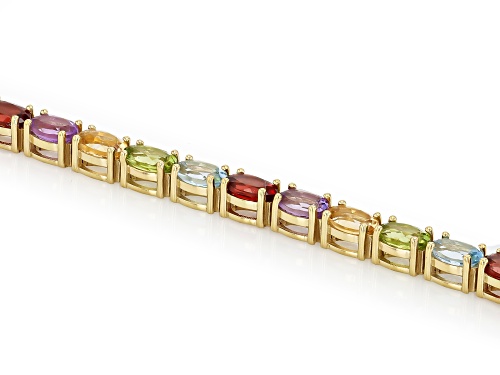 11.38ctw Multi Gemstone And White Zircon 18k Yellow Gold Over Sterling Silver Bracelet - Size 8