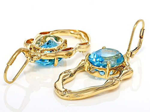 13.00ctw Glacier Topaz™ Topaz With 0.25ctw White Topaz 18k Yellow Gold Over Sterling Silver Earrings
