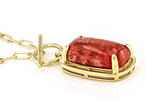 20x12mm  Red Sponge Coral 18k Yellow Gold Over Sterling Silver Necklace