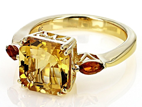 4.05ct Citrine With 0.43ctw Madeira Citrine 18k Yellow Gold Over Sterling Silver Ring - Size 8