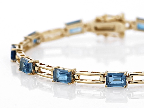 6.94ctw Rectangular Octagonal London Blue Topaz 18k Yellow Gold Over Sterling Silver Bracelet - Size 8
