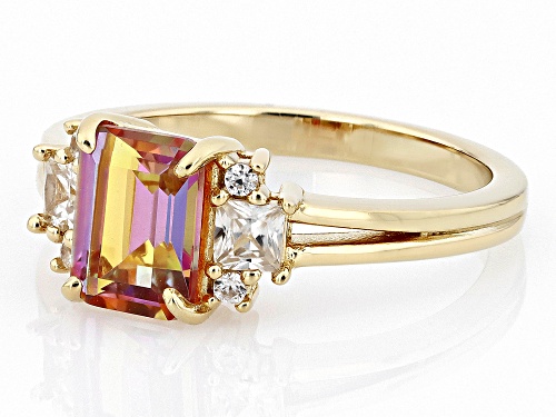 1.28ct Northern Lights™ Quartz With 0.38ctw White Zircon 18k Yellow Gold Over Sterling Silver Ring - Size 7