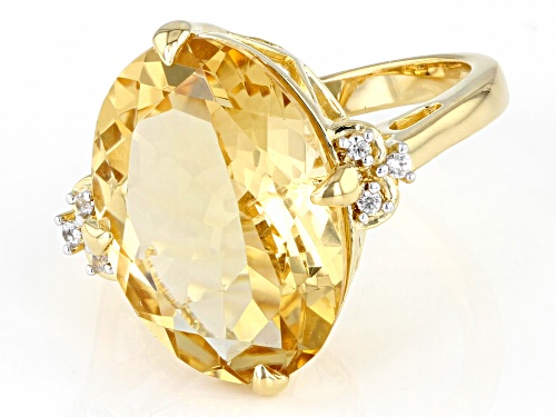 8.50ct Champagne Quartz with 0.05ctw White Zircon 18k Yellow Gold Over Sterling Silver Ring - Size 8