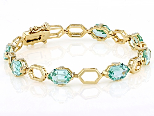 11.90ctw Hexagon Lab Created Green Spinel 18k Yellow Gold Over Sterling Silver Tennis Bracelet - Size 8