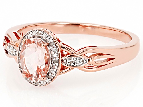 0.59ct Morganite With 0.03ctw White Diamond 18k Rose Gold Over Sterling Silver Ring - Size 9
