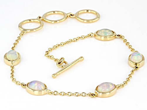 2.30ctw White Ethiopian Opal 18K Yellow Gold Over Sterling Silver Bracelet - Size 7.25