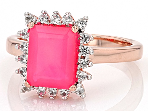 1.07ct Pink Ethiopian Opal With 0.40ctw White Zircon 18k Rose Gold Over Sterling Silver Ring - Size 7