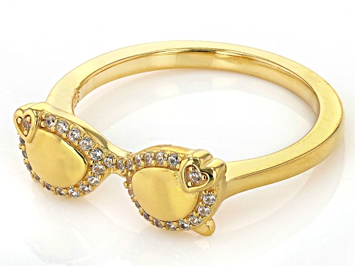 0.12ctw White Zircon 18k Yellow Gold Over Sterling Silver Sunglasses Ring - Size 10