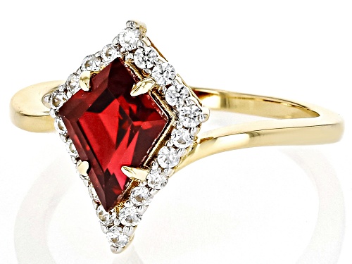 1.70ct Lab Created Ruby With 0.36 White Zircon 18k Yellow Gold Over Sterling Silver Ring - Size 9