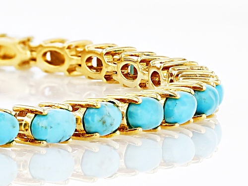 5x3mm Turquoise 18k Yellow Gold Over Sterling Silver Bracelet - Size 8
