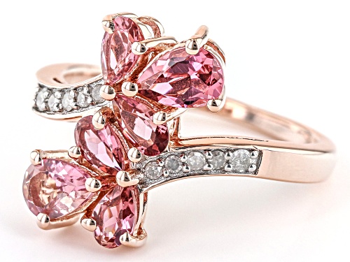 1.29ctw Pink Tourmaline With 0.07ctw Diamond Accent 18k Rose Gold Over Sterling Silver Ring - Size 8