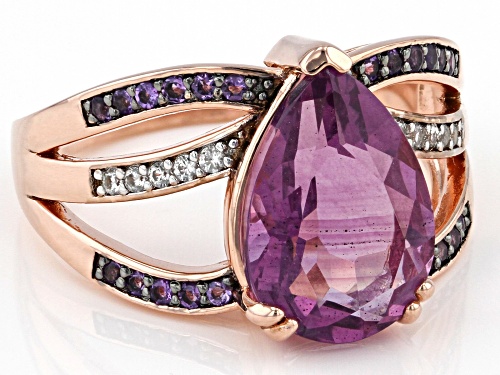 4.39ctw Purple Fluorite 18k Rose Gold Over Sterling Silver Ring - Size 11