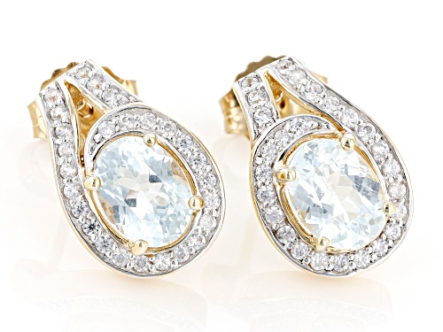 2.36ctw Cabo Delgado Apatite And White Zircon 18K Gold Over Silver Earrings