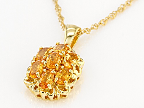 1.73ctw Oval Mandarin Garnet 18K Yellow Gold Over Silver Pendant With Chain