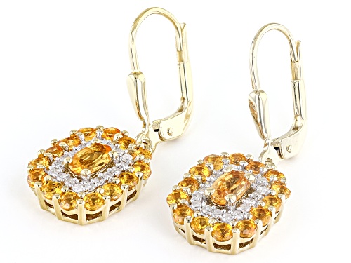 1.77ctw Mandarin Garnet and White Diamond 18k Gold Over Sterling Silver Earrings