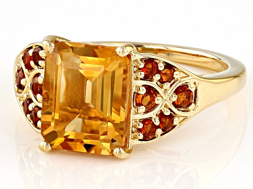 2.81ct Golden Yellow Citrine And 0.35ctw Madeira Citirine 18k Yellow Gold Over Sterling Silver Ring - Size 8