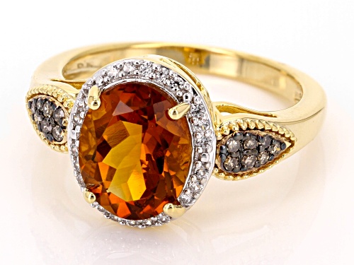 1.96ct Madeira Citirine, 0.08ctw Diamond, 0.09ctw White Zircon 18k Yellow Gold Over Silver Ring - Size 6