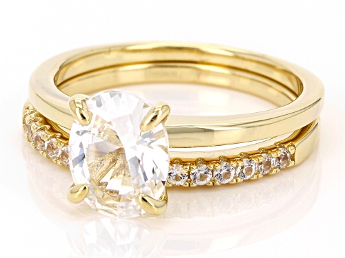 2.05ctw Lab Created White Sapphire 18k Yellow Gold Over Sterling Silver Ring Set - Size 10