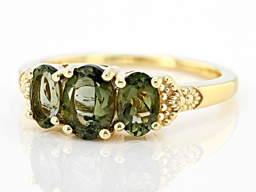 1.14ctw Moldavite 18k Yellow Gold Over Sterling Silver Ring - Size 9