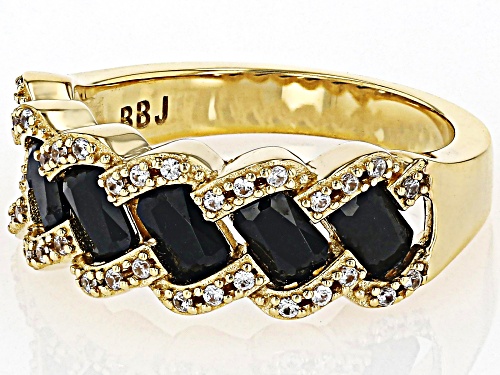 1.40ctw Black Spinel With 0.21ctw White Zircon 18k Yellow Gold Over Sterling Silver Ring - Size 9