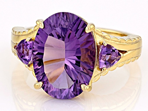 4.57ctw Amethyst 18k Yellow Gold Over Sterling Silver Ring - Size 8