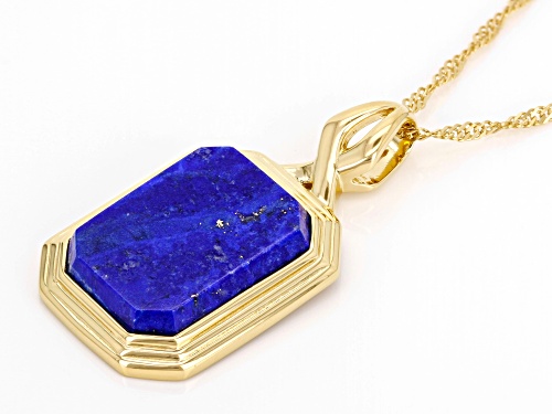 18x13mm Lapis Lazuli 18k Yellow Gold Over Sterling Silver Pendant With Chain